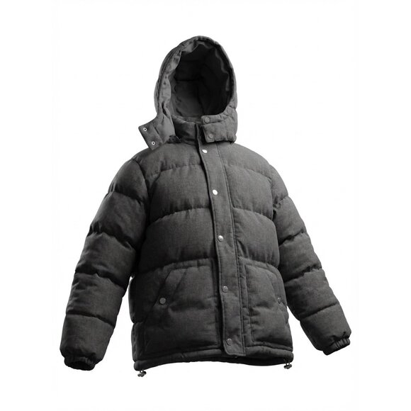 Old Navy Mens Gray Quilted Hooded Puffer Jacket Size M Water-Resistant Winter Co - Picture 3 of 13